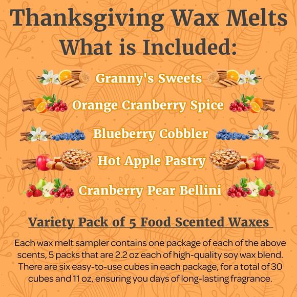 Thanksgiving Wax Melts Variety Pack, Fall Scented Wax Cubes - Picture 2 of 13